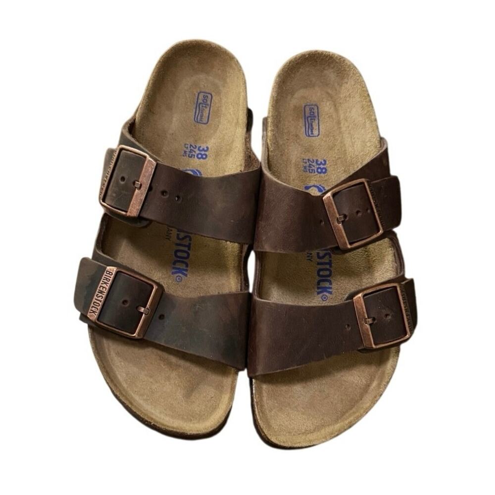 Birkenstock Arizona Brown Leather Adjustable Copper Buckle Sandals EU 38 US 7